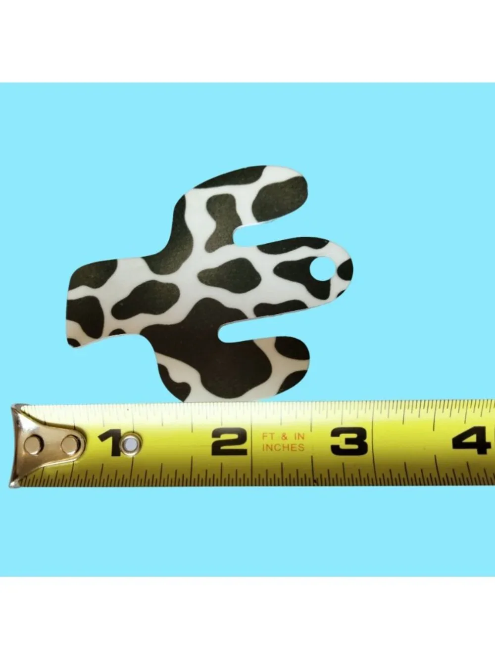 Black White Cactus Pendant Charm Western Southwest Cow Print